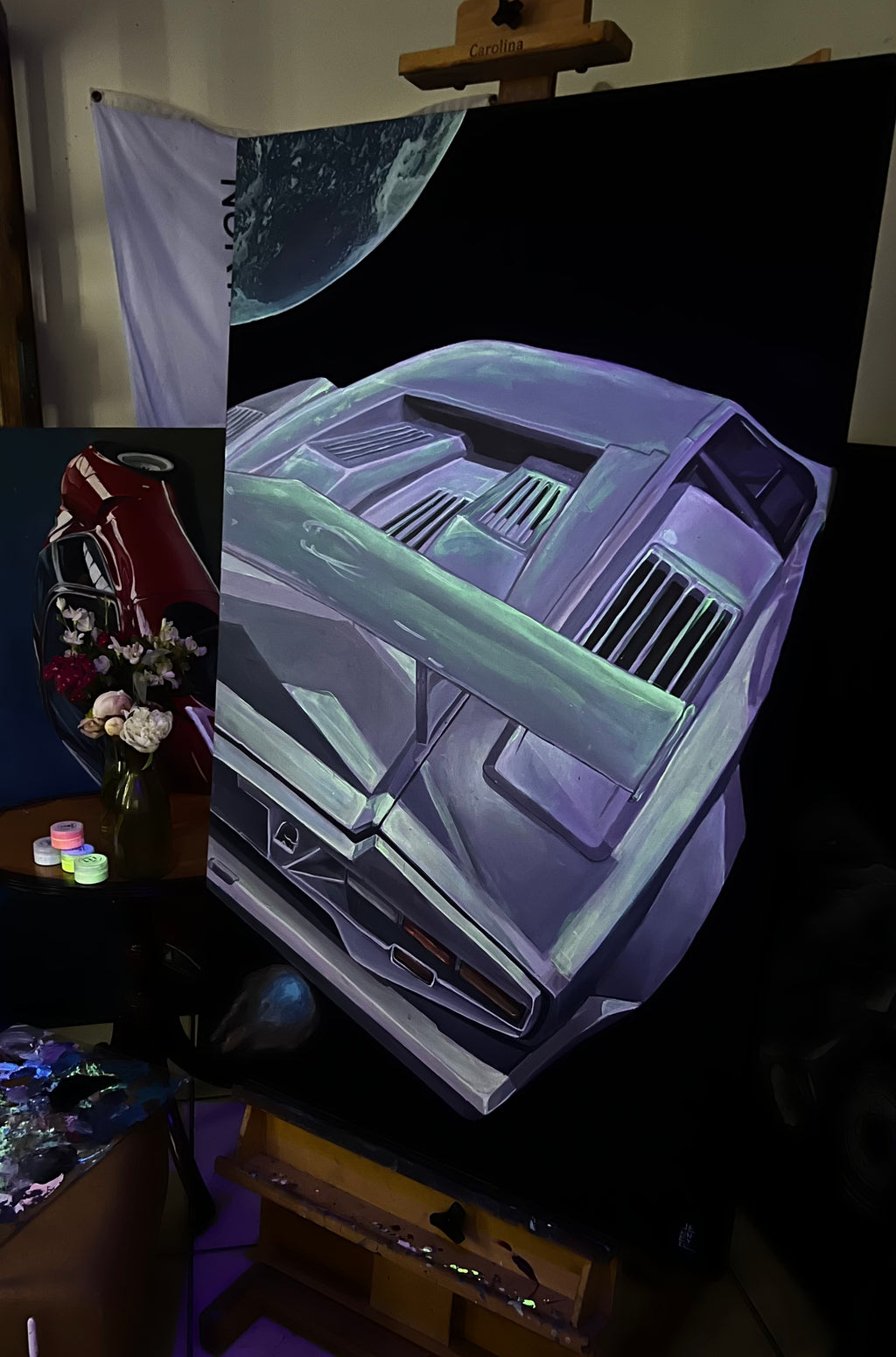 Lunar Countach, acrylic on canvas